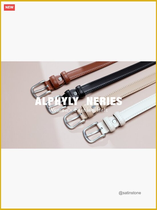 2 Pack Faux Leather Skinny Belts for Women with Silver Buckle main image 7